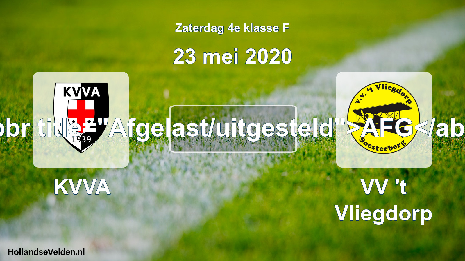 Scheduled Match: KVVA - VV 't Vliegdorp (23 May 2020)