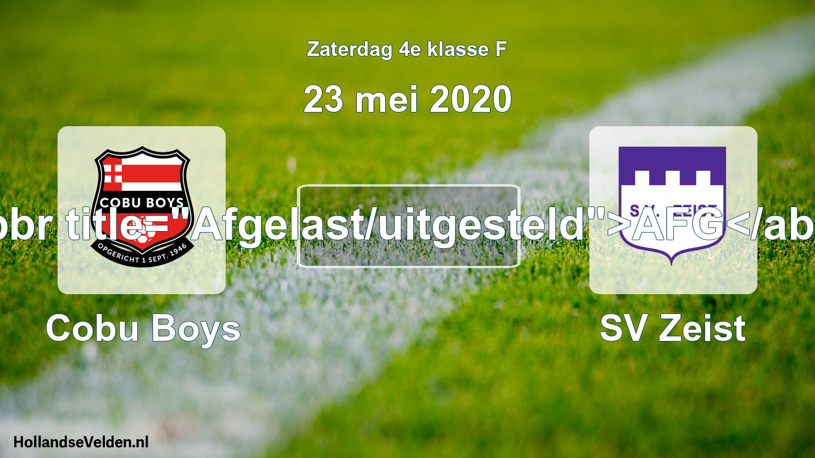 Scheduled Match: Cobu Boys - SV Zeist (23 May 2020)