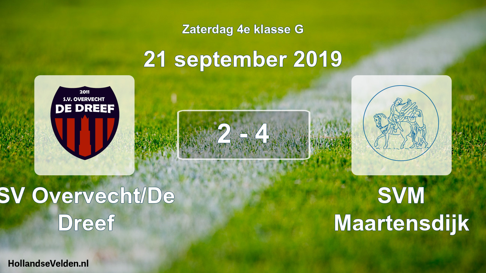 Total number of matches played: SV Overvecht/De Dreef - SVM Maartensdijk 2 - 4 (21 September 2019)