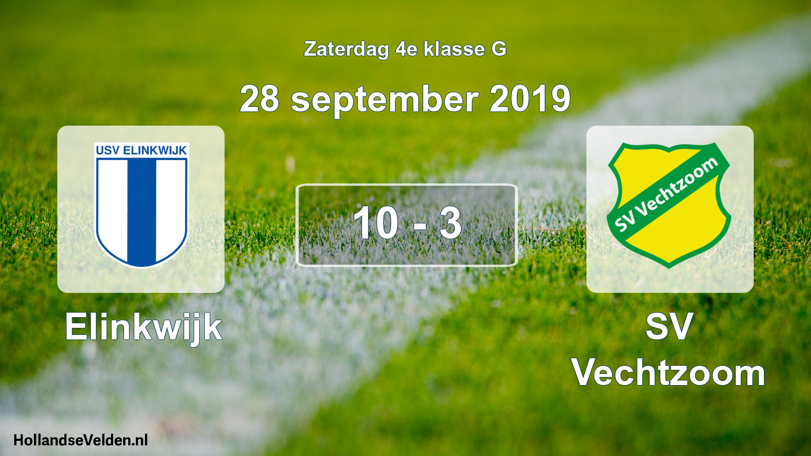 Total number of matches played: Elinkwijk - SV Vechtzoom 10 - 3 (28 September 2019)