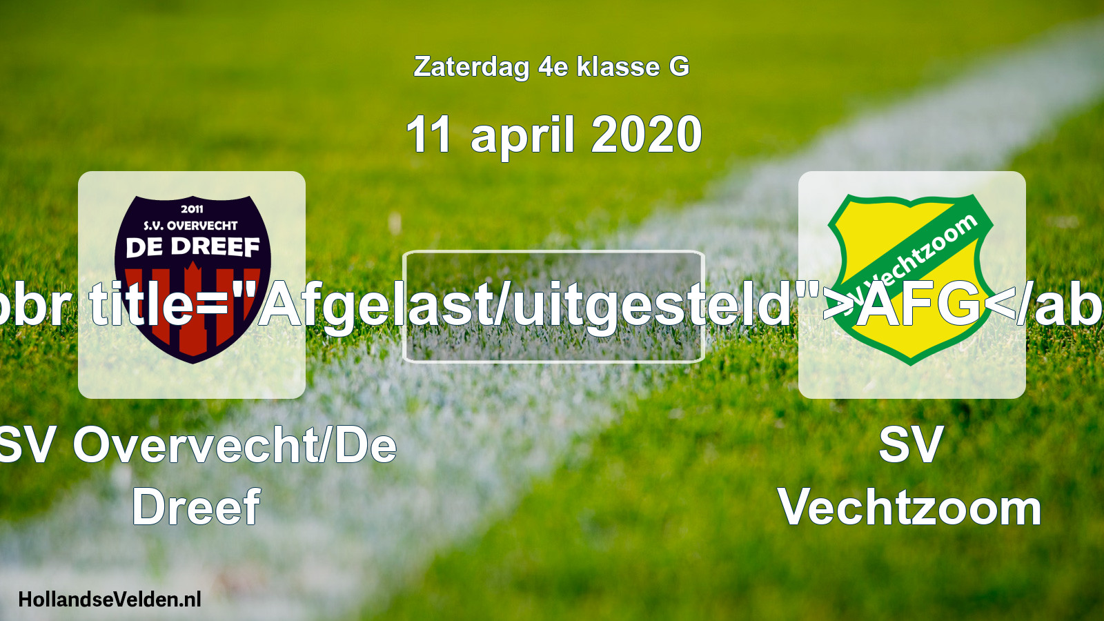 Scheduled Match: SV Overvecht/De Dreef - SV Vechtzoom (11 April 2020)