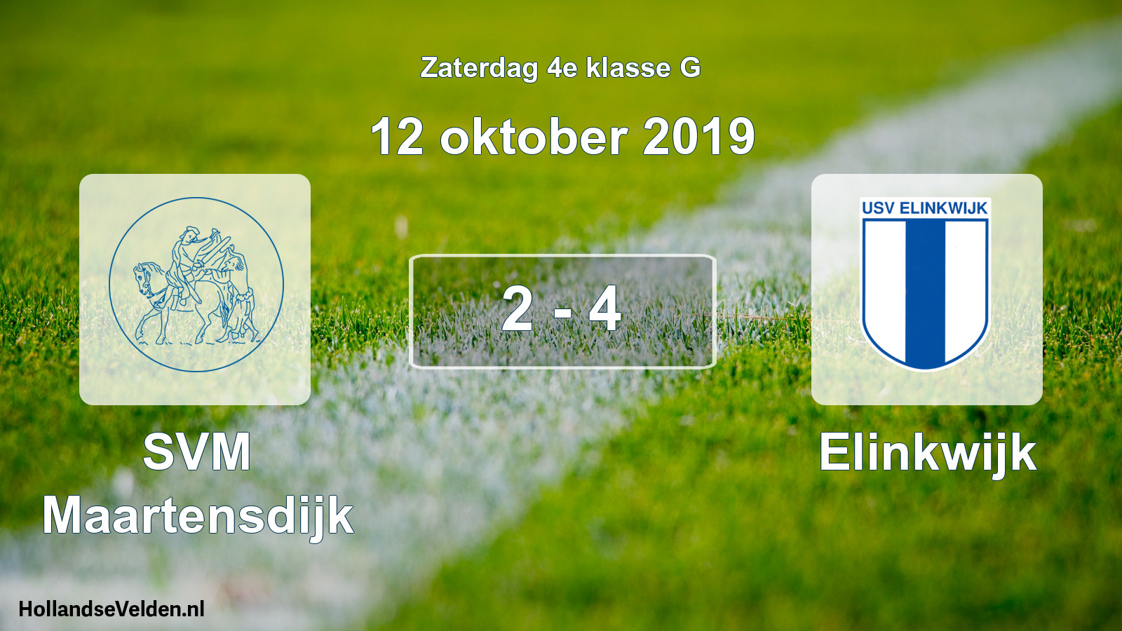 Total number of matches played: SVM Maartensdijk - Elinkwijk 2 - 4 (12 October 2019)