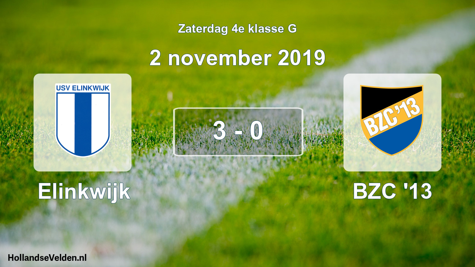 Total number of matches played: Elinkwijk - BZC '13 3 - 0 (2 November 2019)