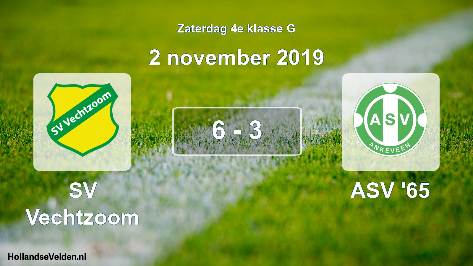 Total number of matches played: SV Vechtzoom - ASV '65 6 - 3 (2 November 2019)