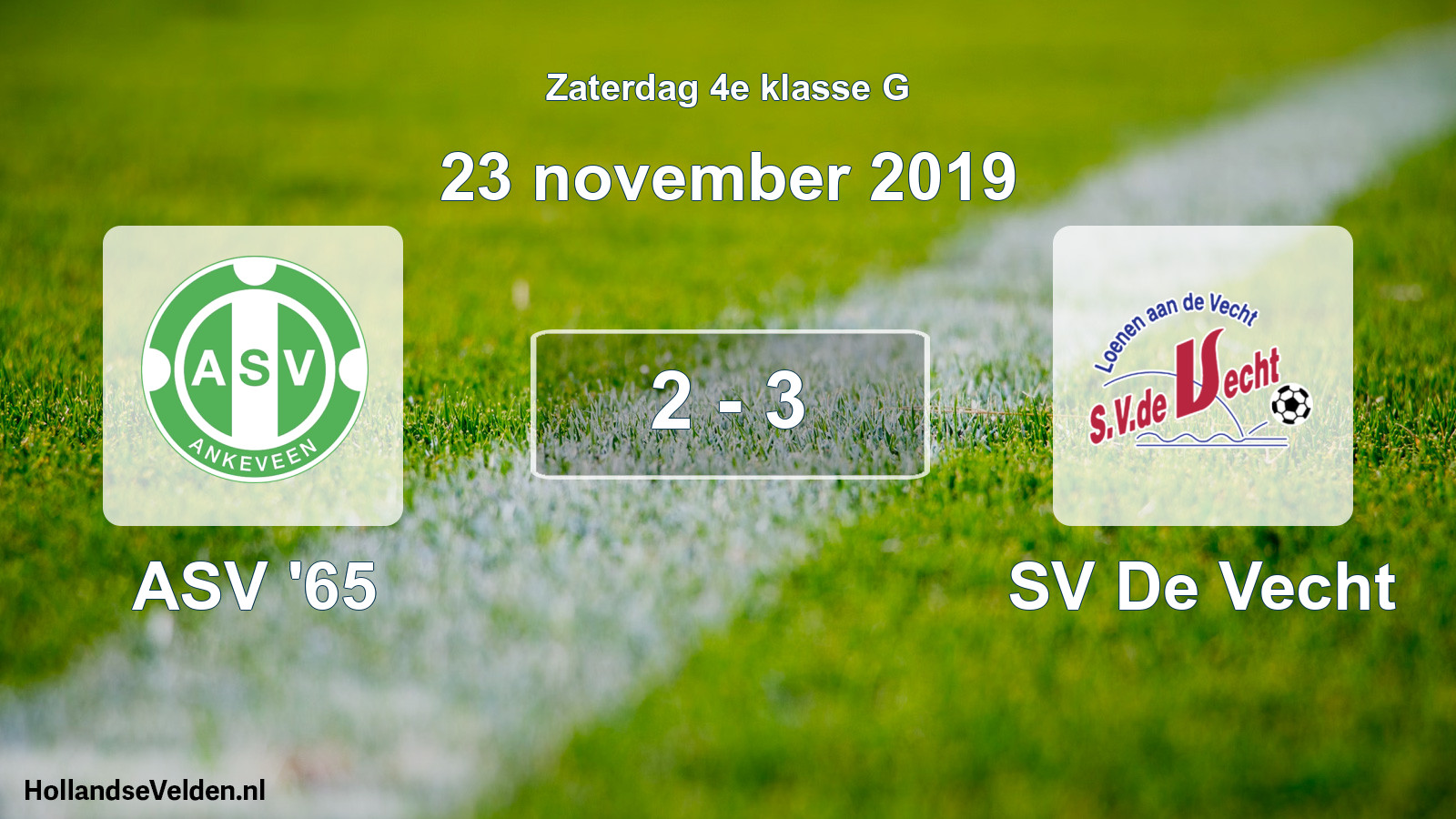 Total number of matches played: ASV '65 - SV De Vecht 2 - 3 (23 November 2019)