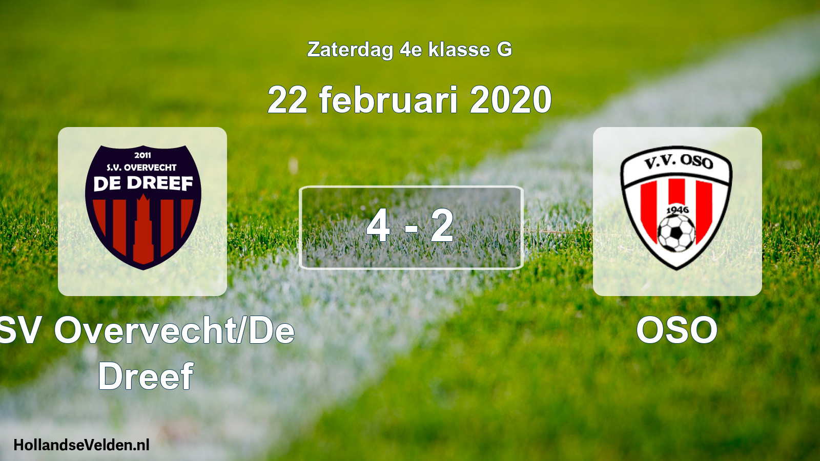 Total number of matches played: SV Overvecht/De Dreef - OSO 4 - 2 (22 February 2020)