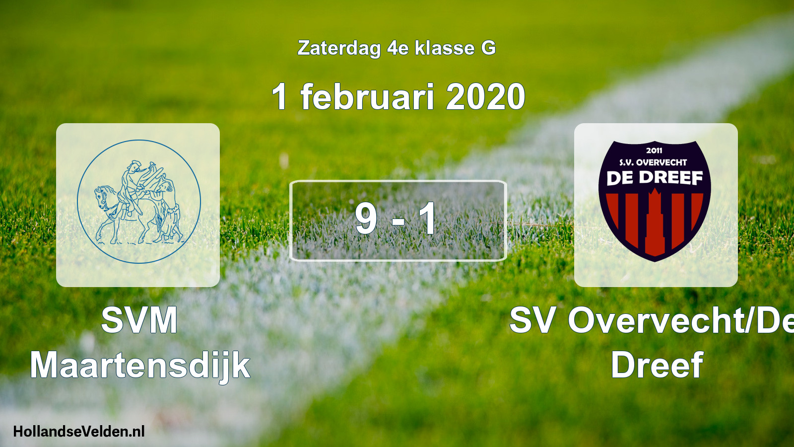 Total number of matches played: SVM Maartensdijk - SV Overvecht/De Dreef 9 - 1 (1 February 2020)