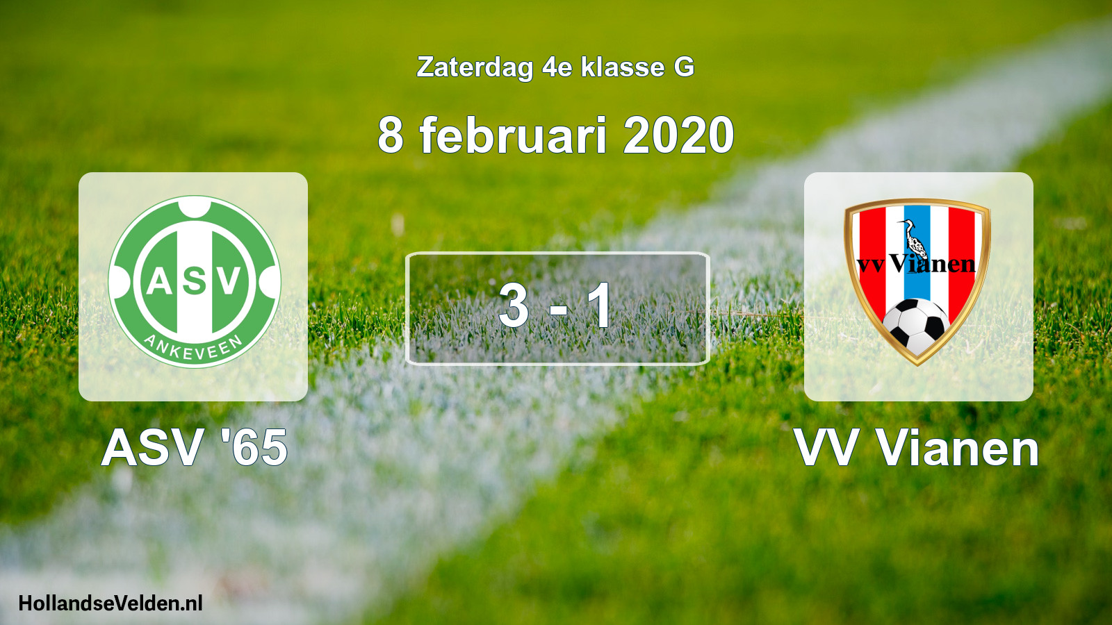 Total number of matches played: ASV '65 - VV Vianen 3 - 1 (8 February 2020)