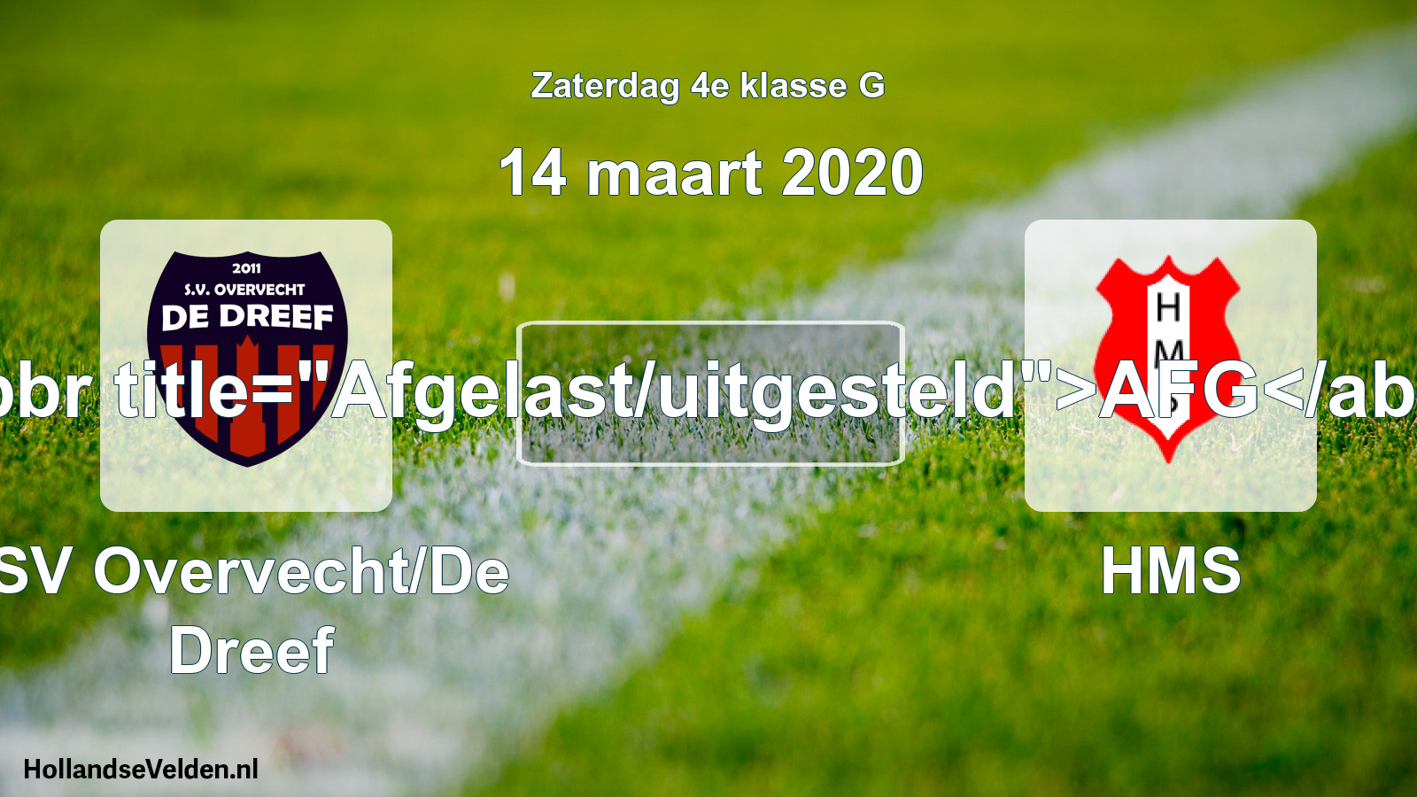 Scheduled Match: SV Overvecht/De Dreef - HMS (14 March 2020)
