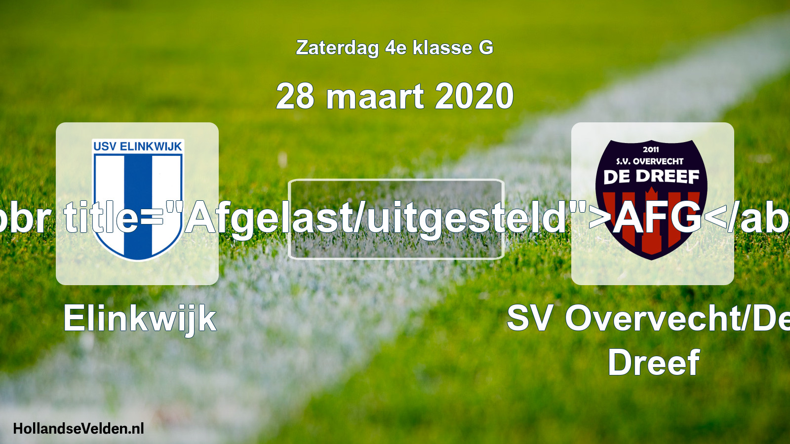 Scheduled Match: Elinkwijk - SV Overvecht/De Dreef (28 March 2020)