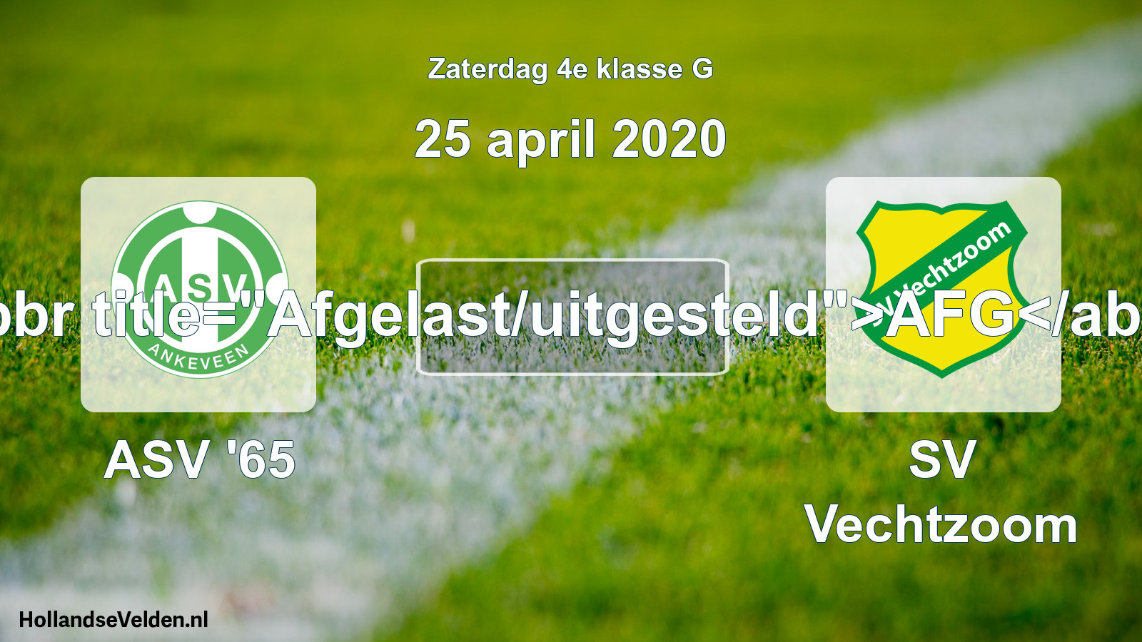 Scheduled Match: ASV '65 - SV Vechtzoom (25 April 2020)