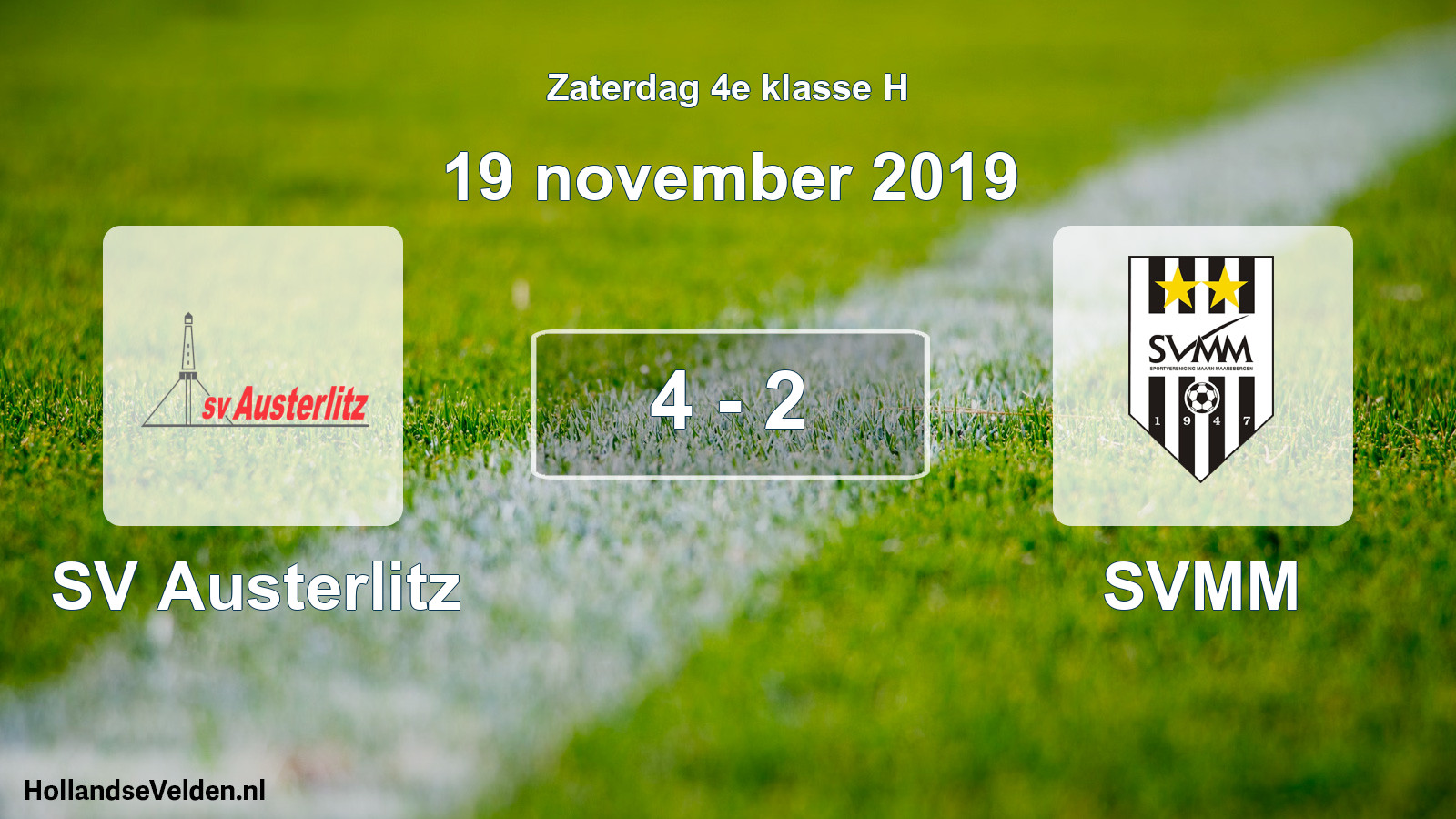 Total number of matches played: SV Austerlitz - SVMM 4 - 2 (19 November 2019)