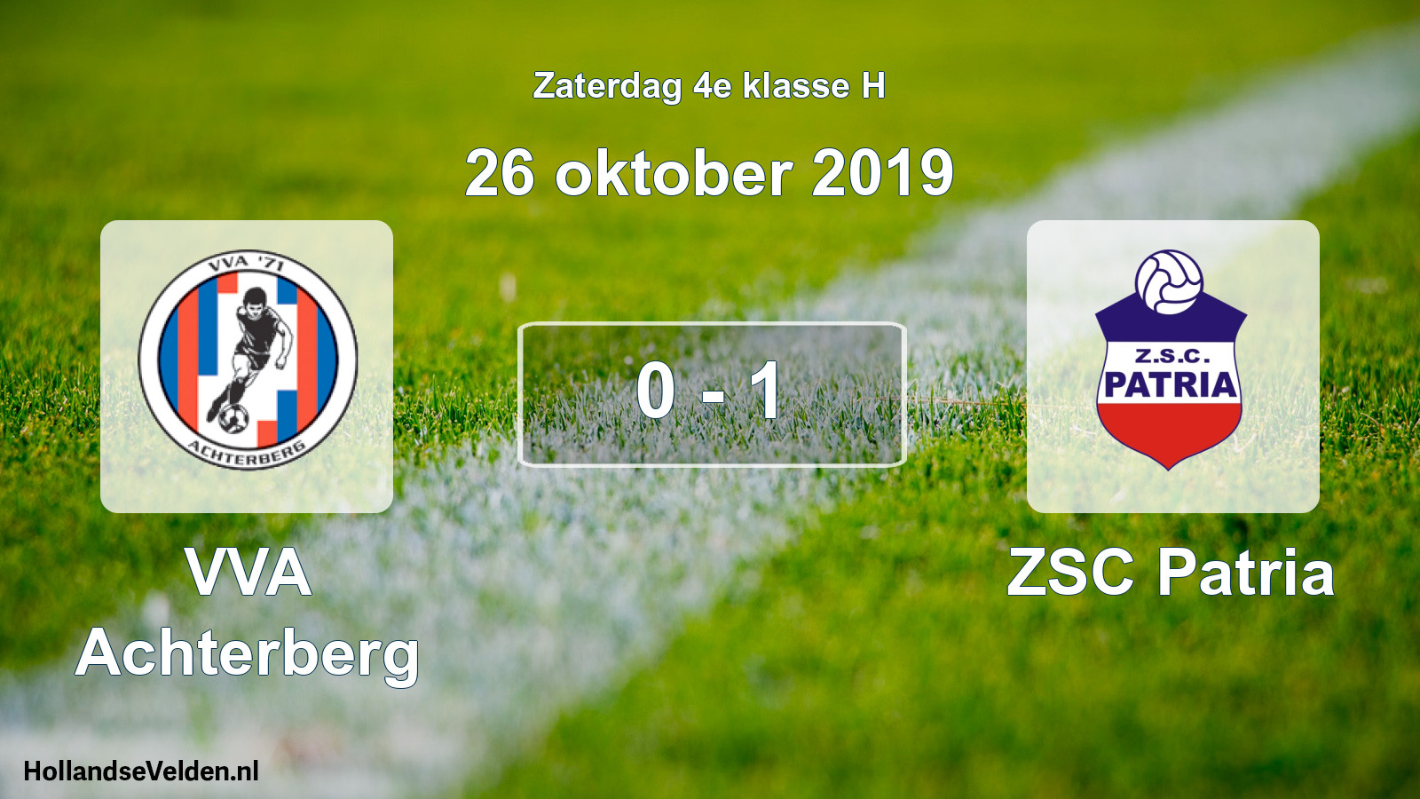 Total number of matches played: VVA Achterberg - ZSC Patria 0 - 1 (26 October 2019)