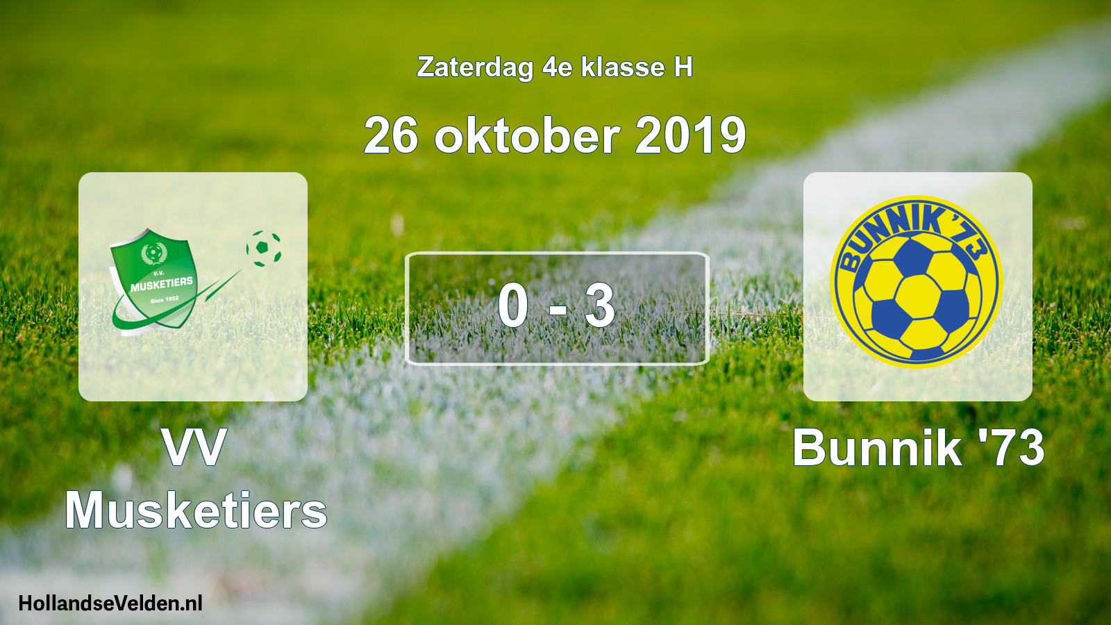 Total number of matches played: VV Musketiers - Bunnik '73 0 - 3 (26 October 2019)