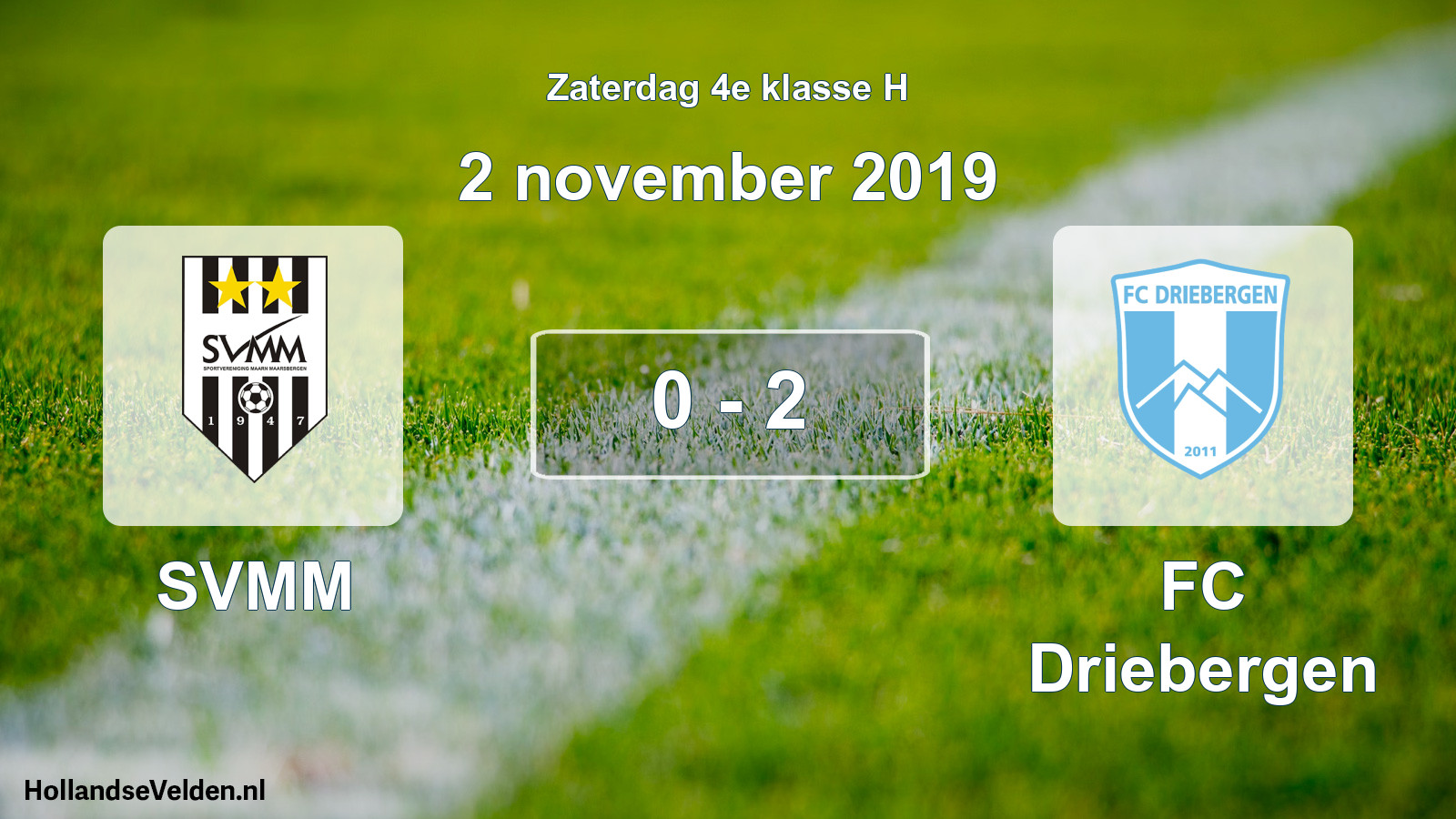 Total number of matches played: SVMM - FC Driebergen 0 - 2 (2 November 2019)