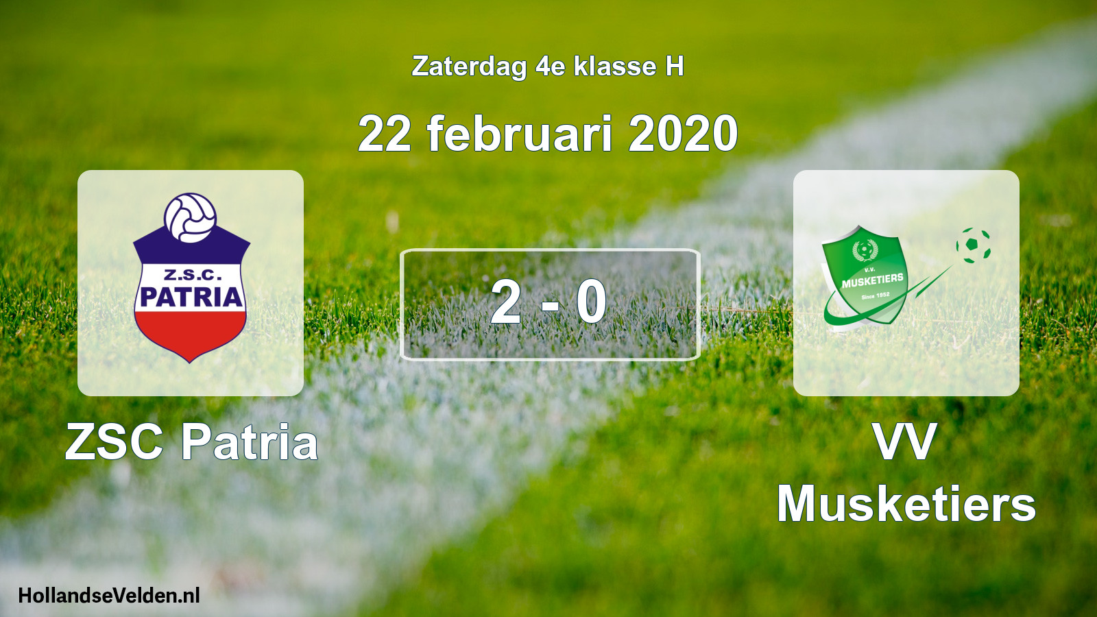 Total number of matches played: ZSC Patria - VV Musketiers 2 - 0 (22 February 2020)