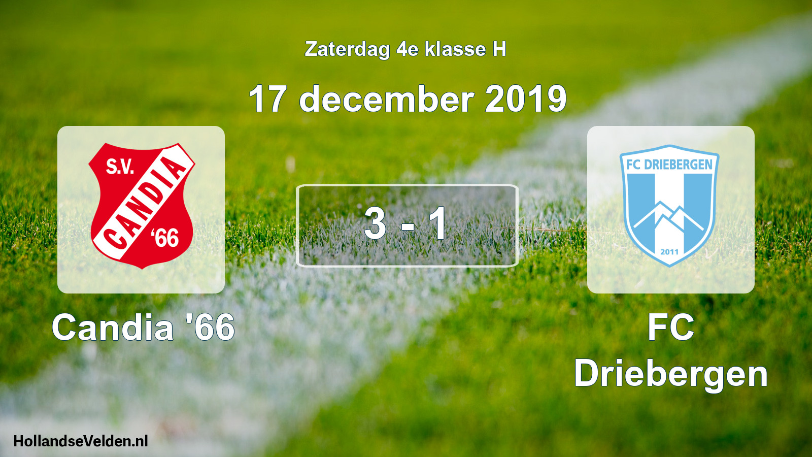 Total number of matches played: Candia '66 - FC Driebergen 3 - 1 (17 December 2019)
