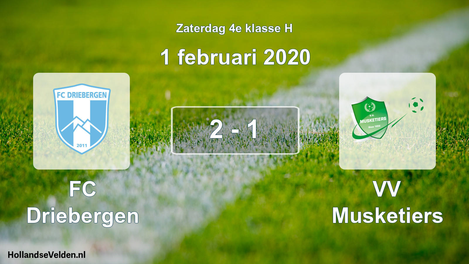 Total number of matches played: FC Driebergen - VV Musketiers 2 - 1 (1 February 2020)