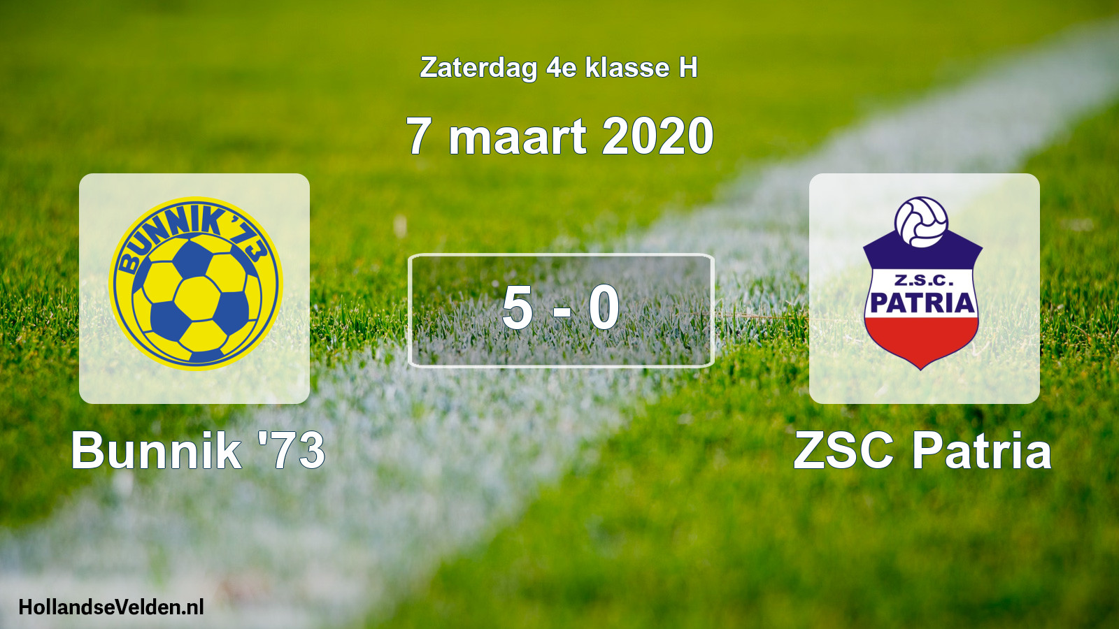 Total number of matches played: Bunnik '73 - ZSC Patria 5 - 0 (7 March 2020)