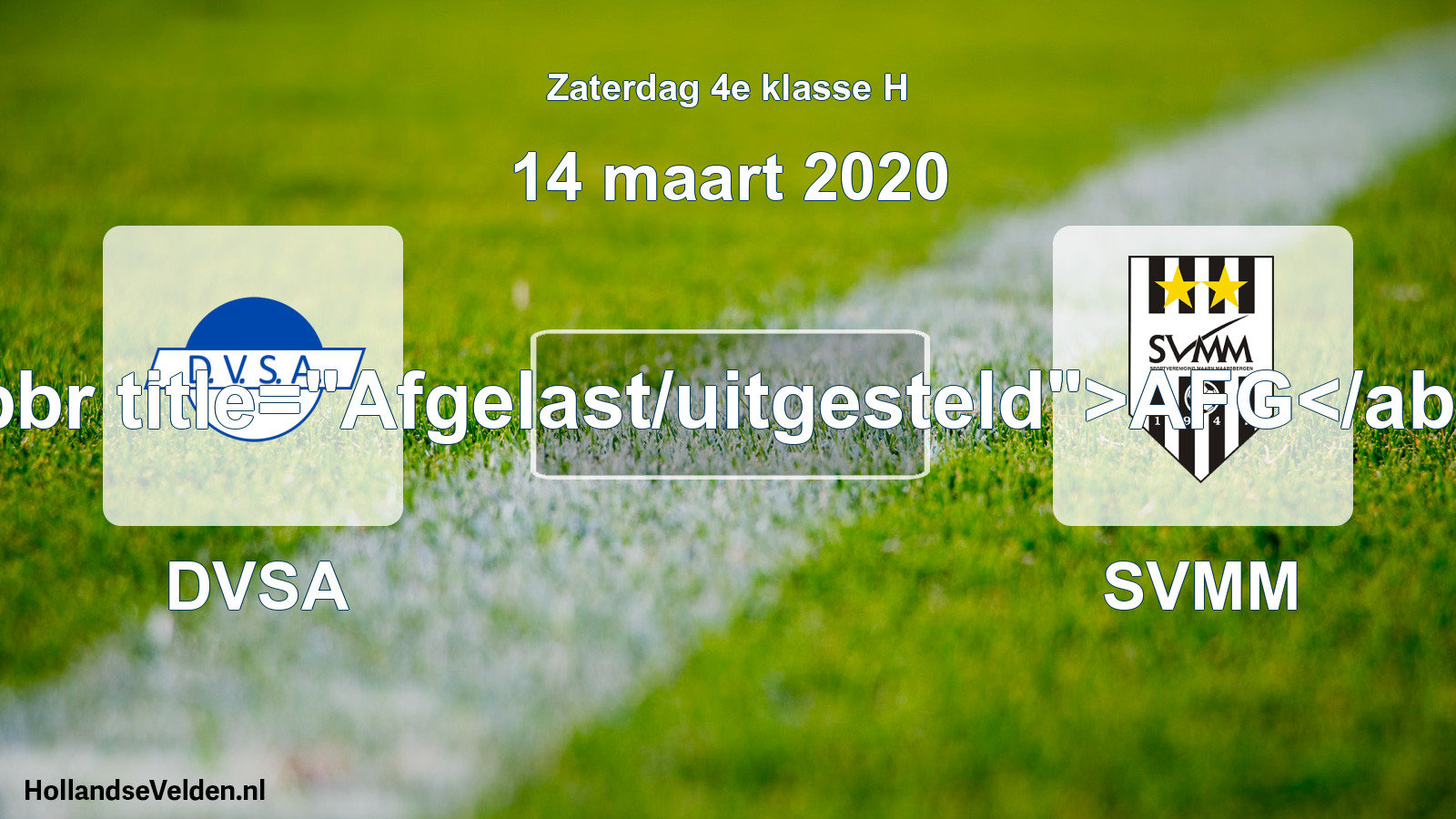 Scheduled Match: DVSA - SVMM (14 March 2020)