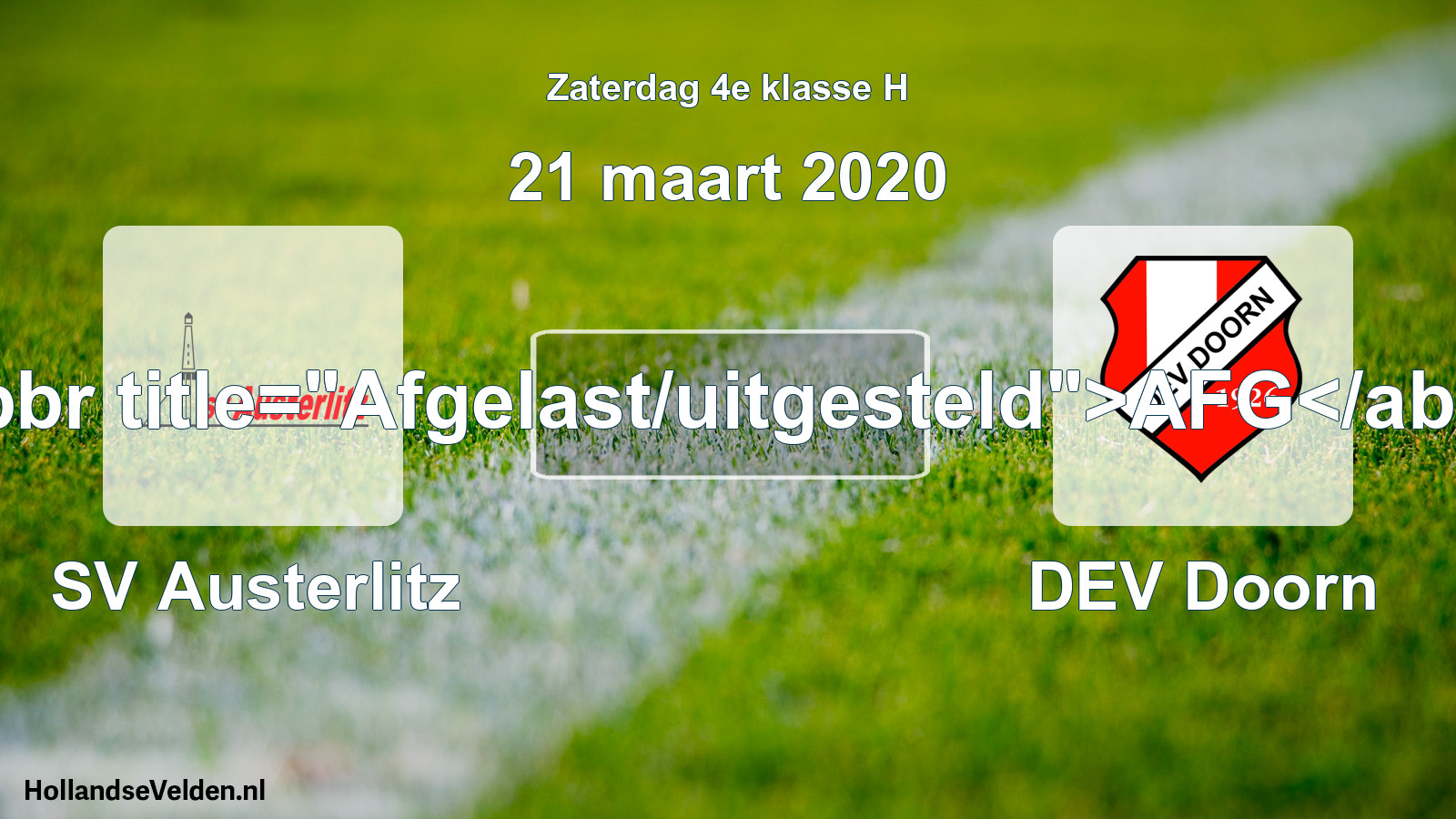 Scheduled Match: SV Austerlitz - DEV Doorn (21 March 2020)