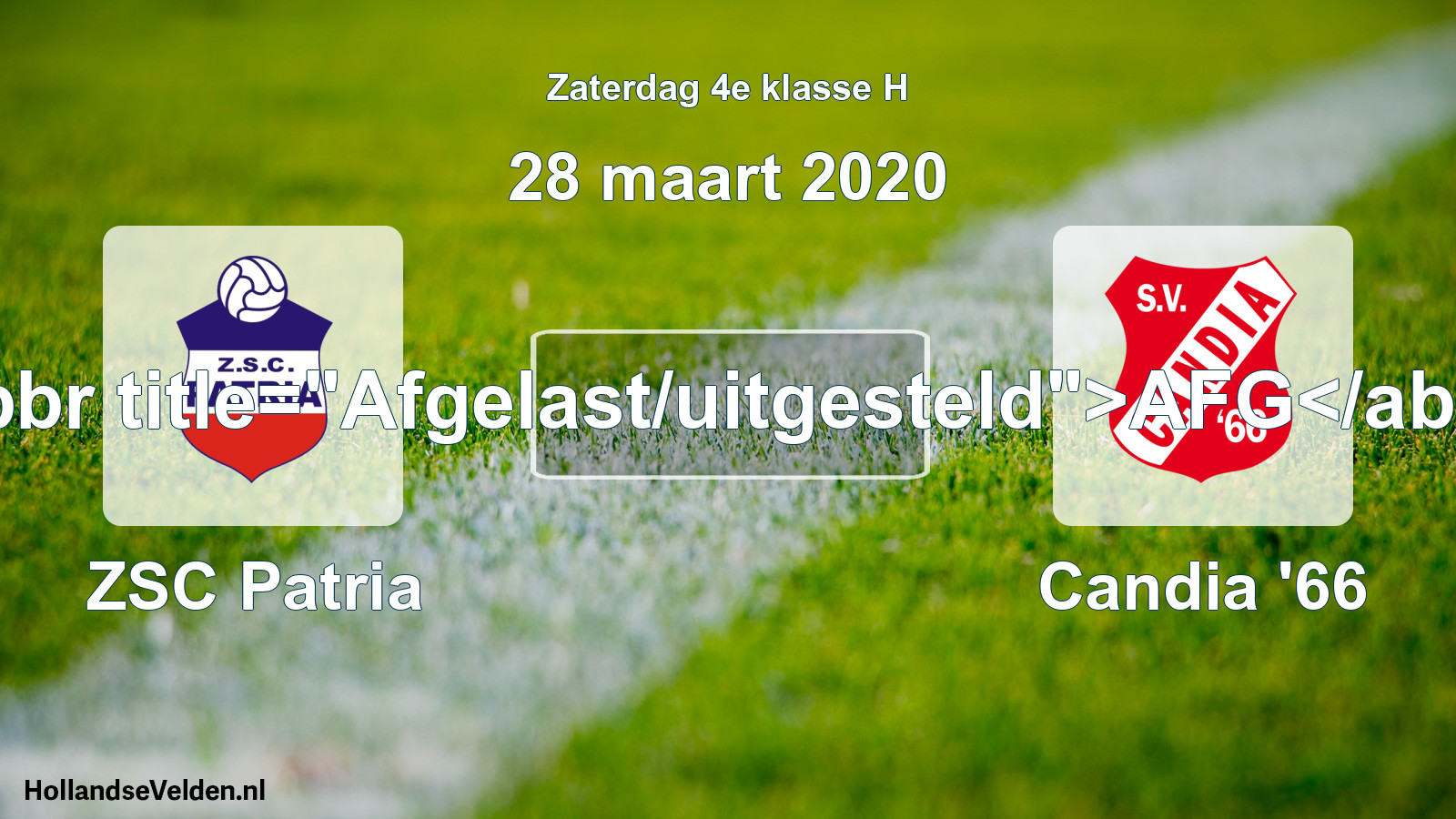 Scheduled Match: ZSC Patria - Candia '66 (28 March 2020)