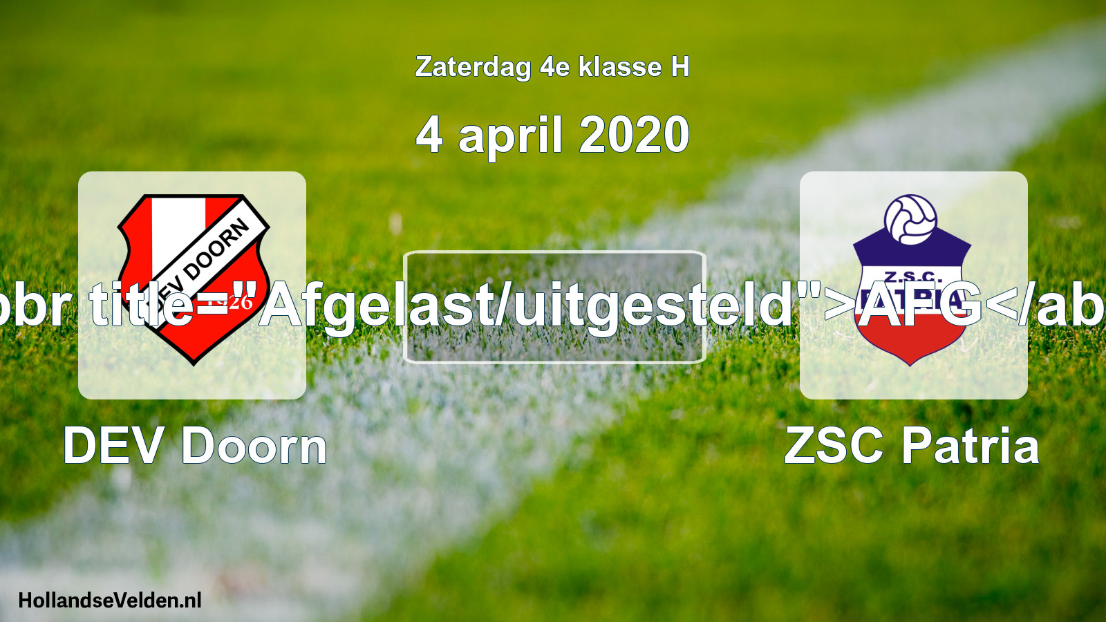 Scheduled Match: DEV Doorn - ZSC Patria (4 April 2020)
