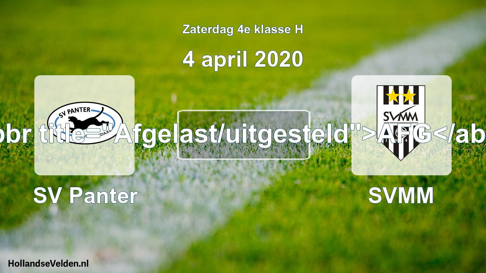 Scheduled Match: SV Panter - SVMM (4 April 2020)
