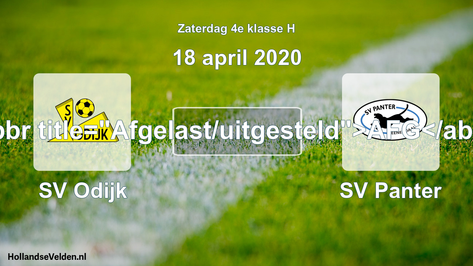 Scheduled Match: SV Odijk - SV Panter (18 April 2020)