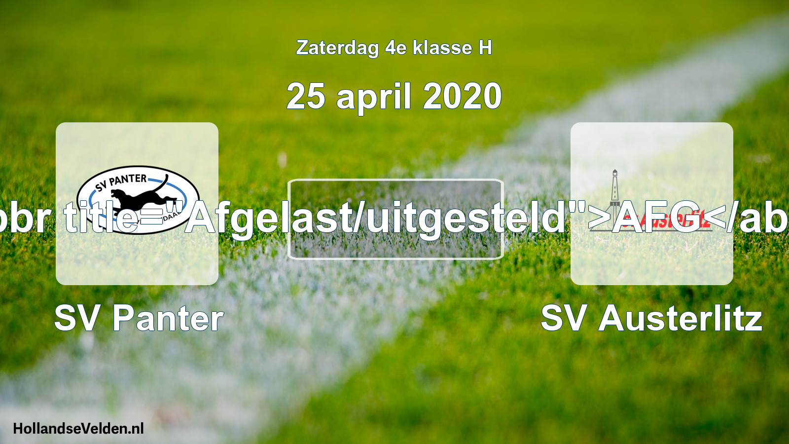 Scheduled Match: SV Panter - SV Austerlitz (25 April 2020)