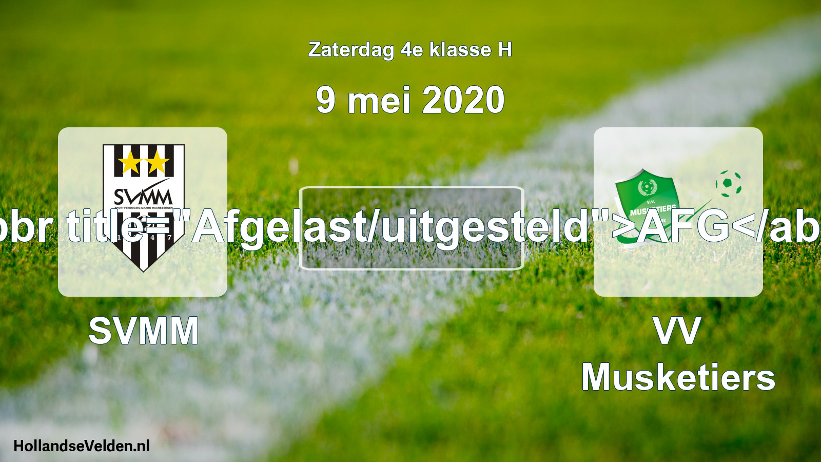Scheduled Match: SVMM - VV Musketiers (9 May 2020)
