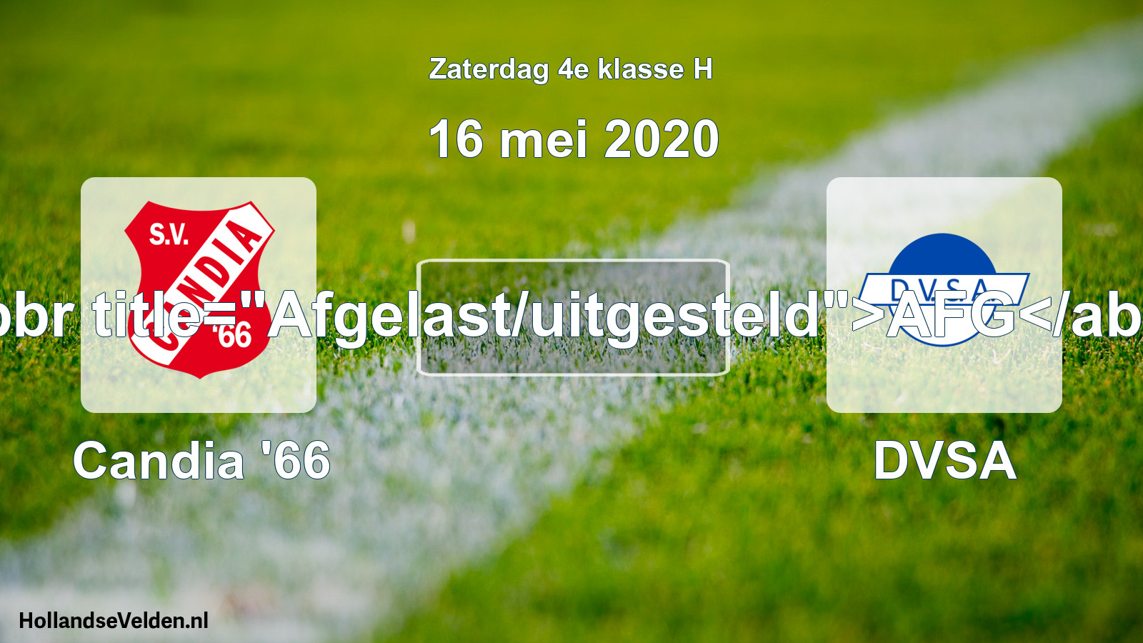 Scheduled Match: Candia '66 - DVSA (16 May 2020)