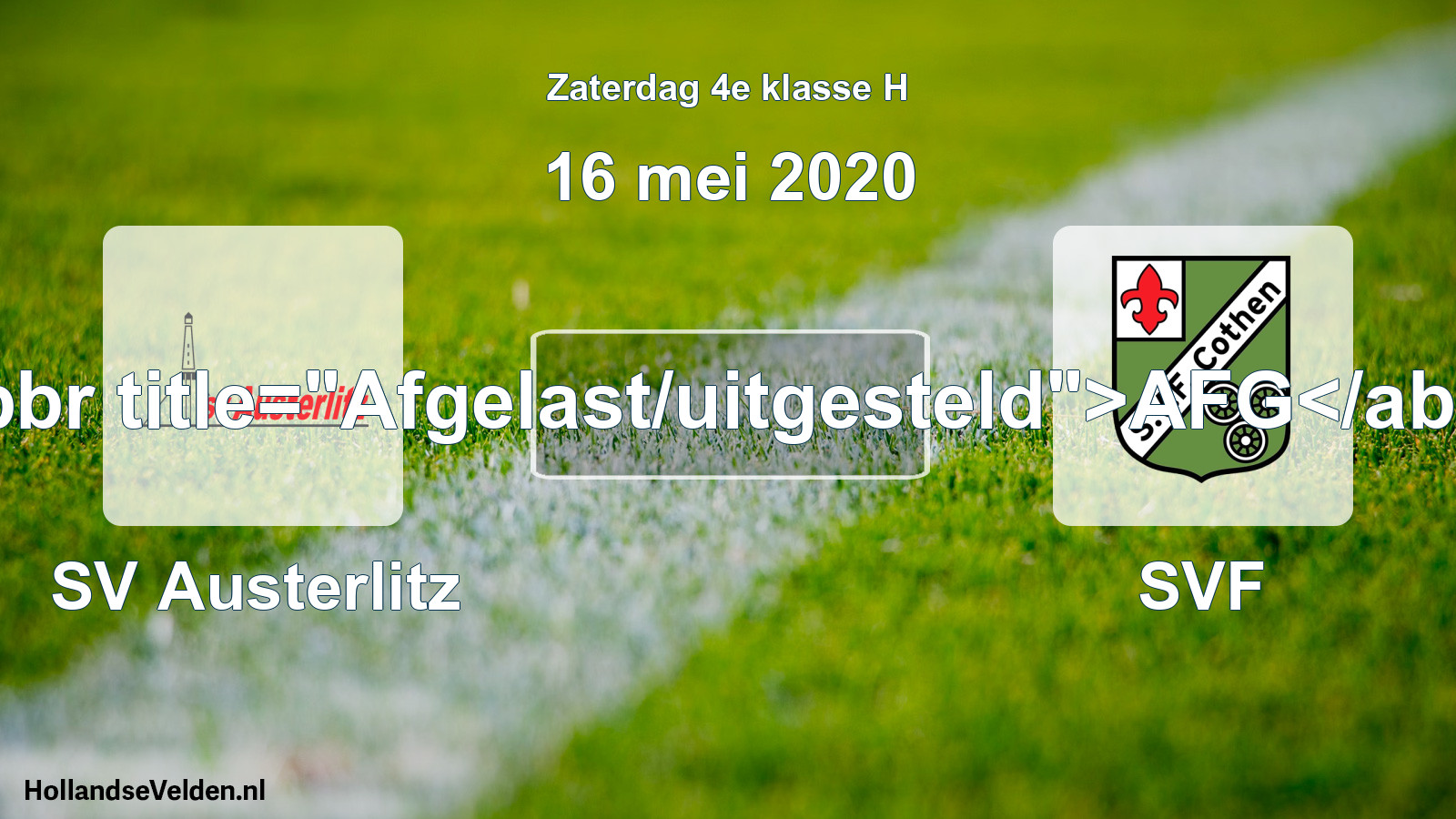 Scheduled Match: SV Austerlitz - SVF (16 May 2020)