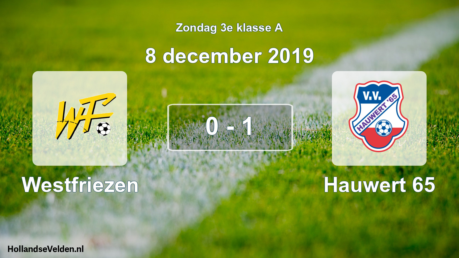 Total number of matches played: Westfriezen - Hauwert 65 0 - 1 (8 December 2019)