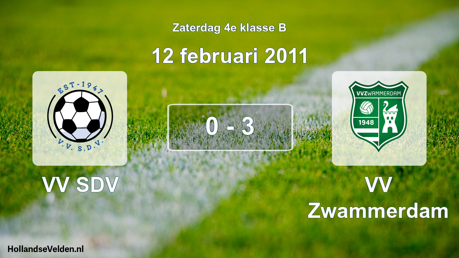 Total number of matches played: VV SDV - VV Zwammerdam 0 - 3 (12 February 2011)