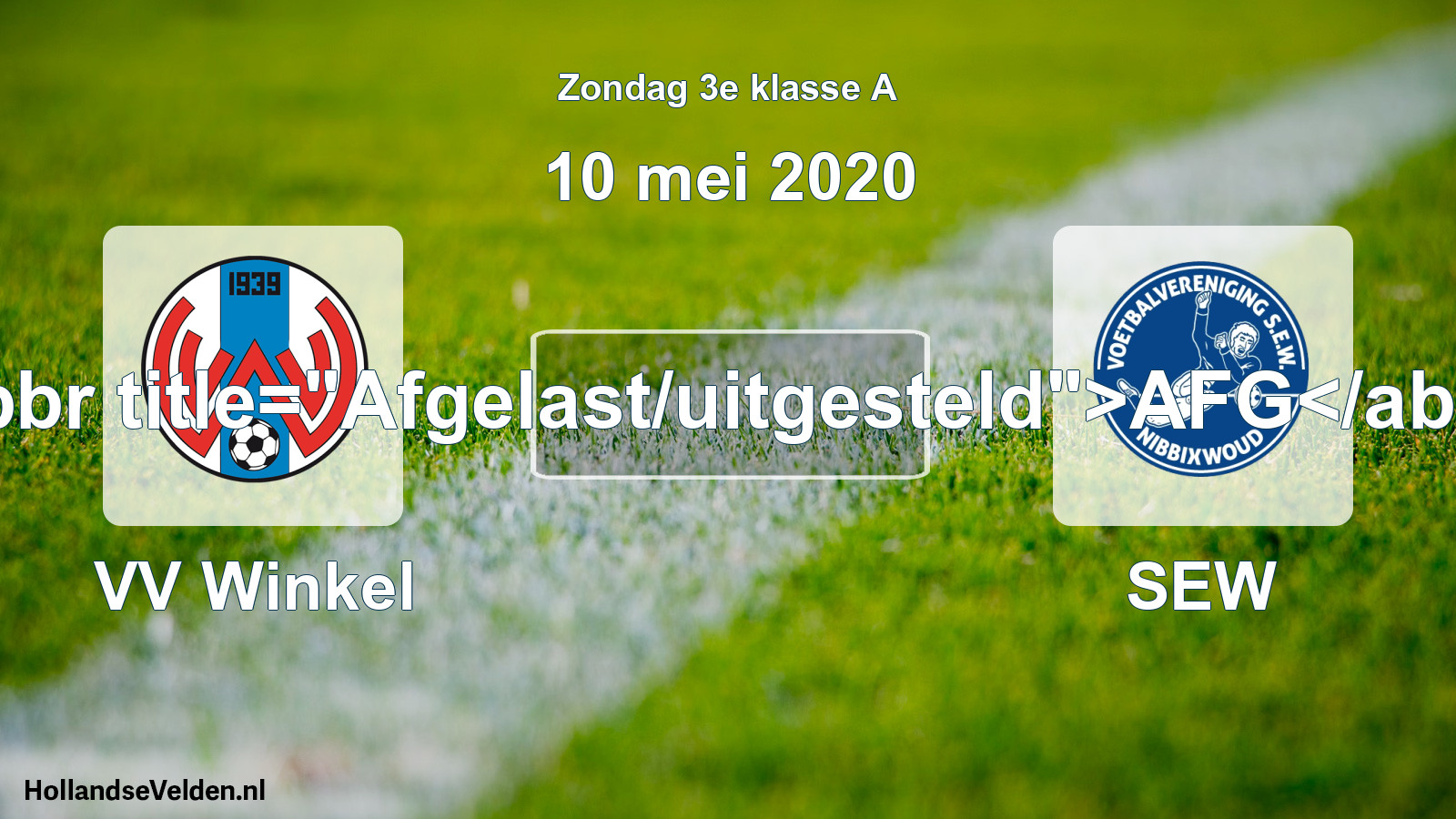 Scheduled Match: VV Winkel - SEW (10 May 2020)
