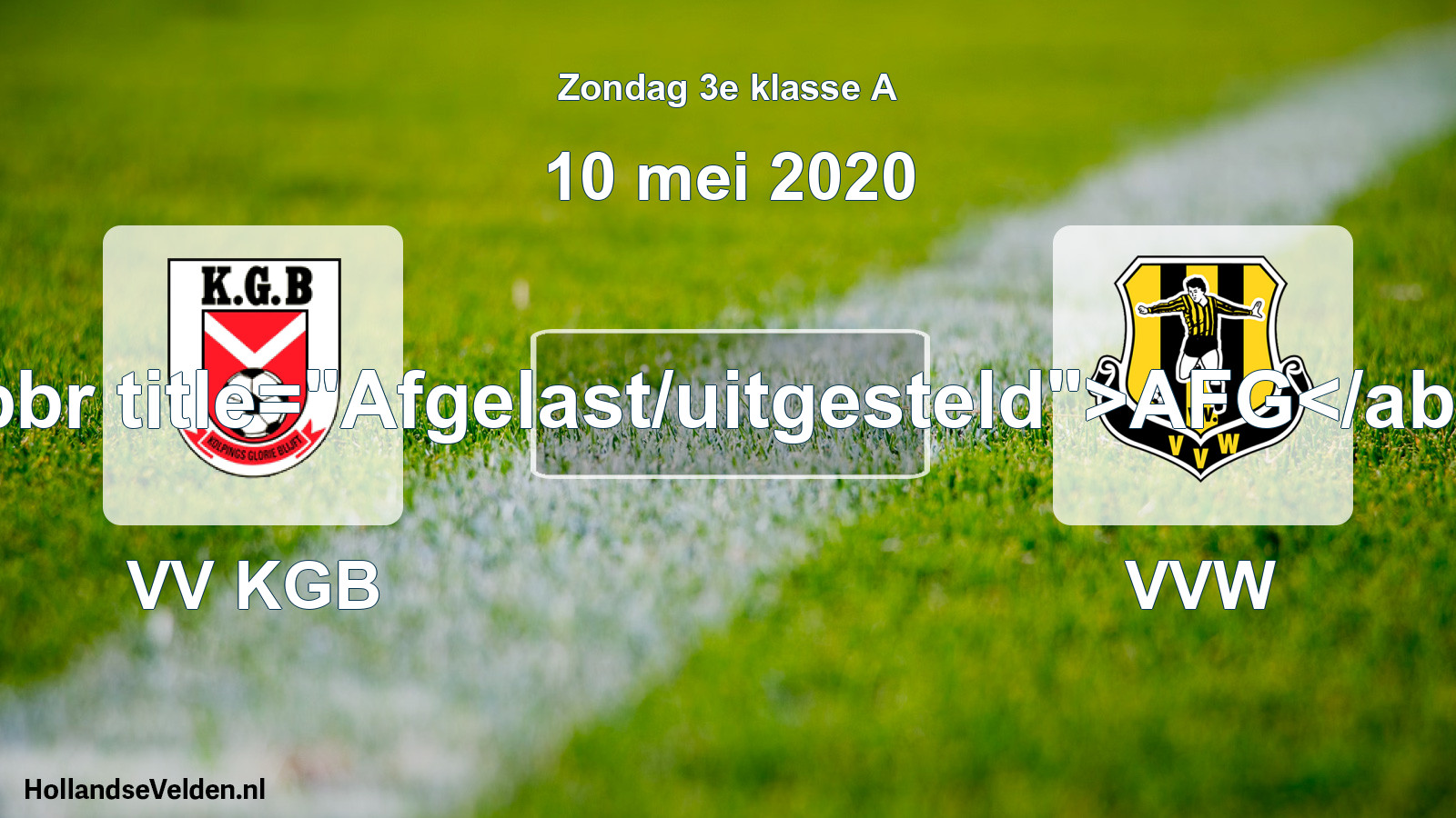 Scheduled Match: VV KGB - VVW (10 May 2020)