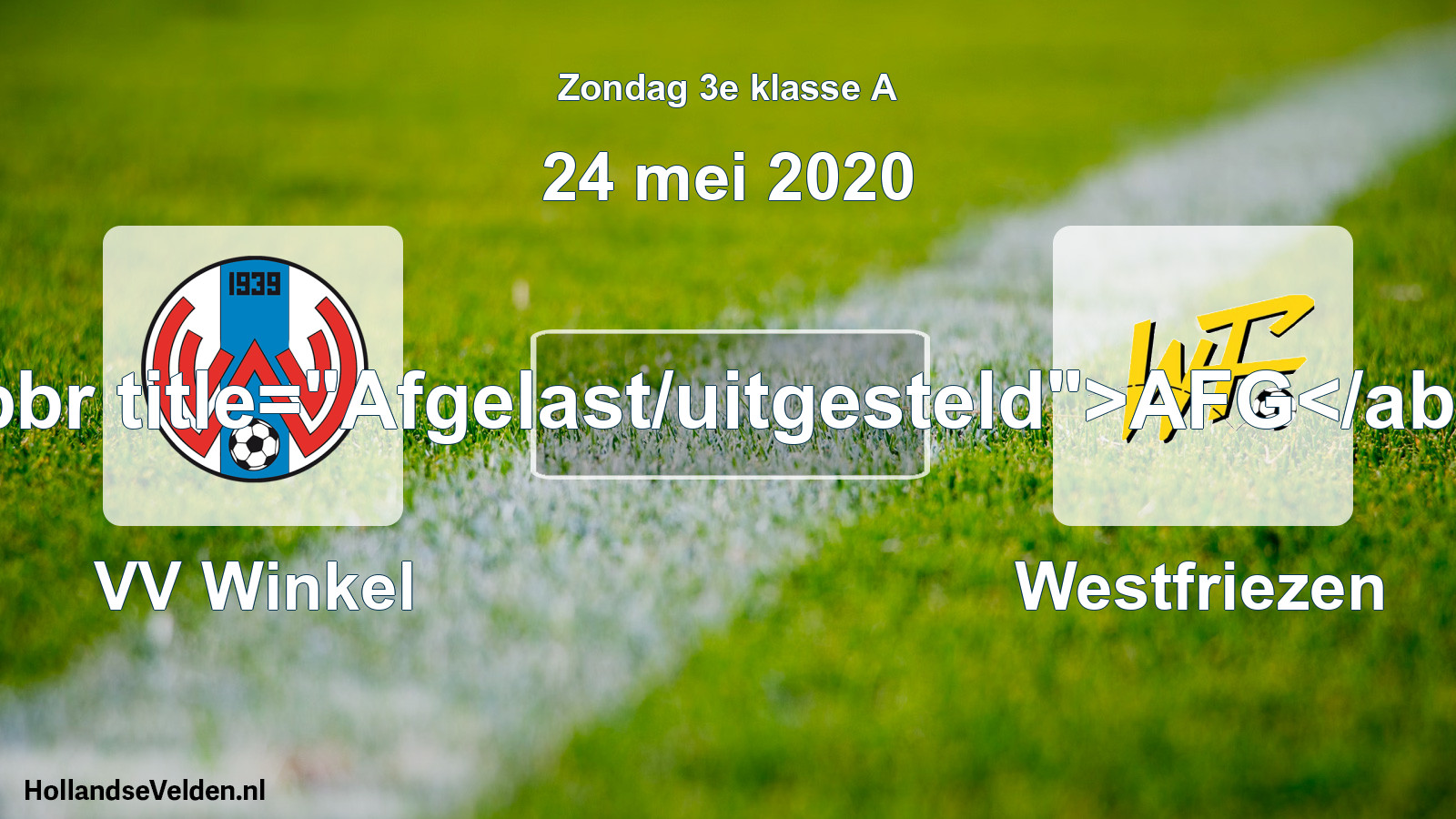 Scheduled Match: VV Winkel - Westfriezen (24 May 2020)