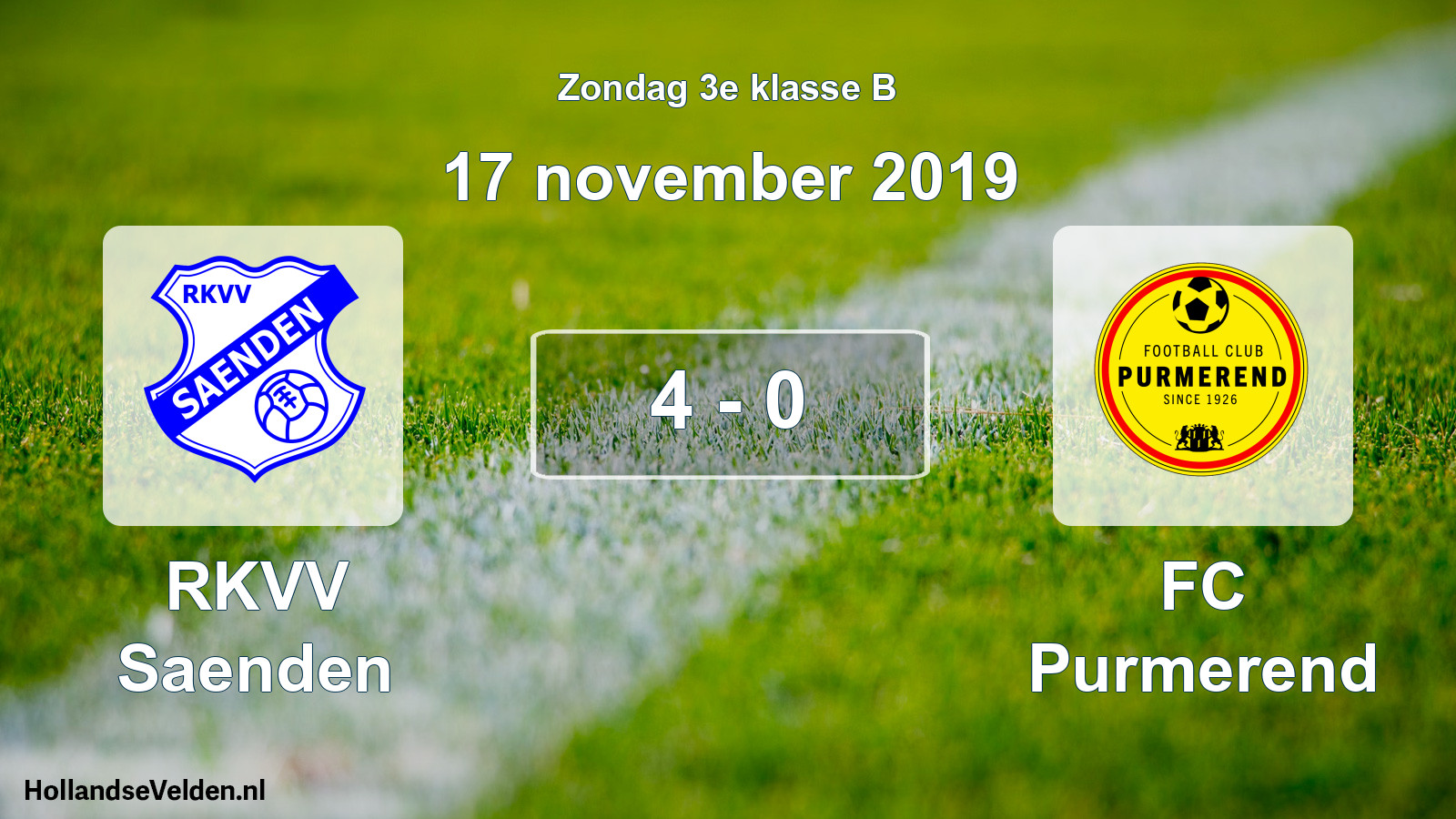 Total number of matches played: RKVV Saenden - FC Purmerend 4 - 0 (17 November 2019)