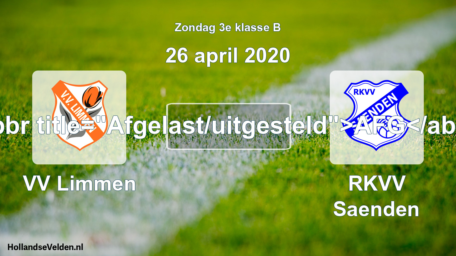 Scheduled Match: VV Limmen - RKVV Saenden (26 April 2020)