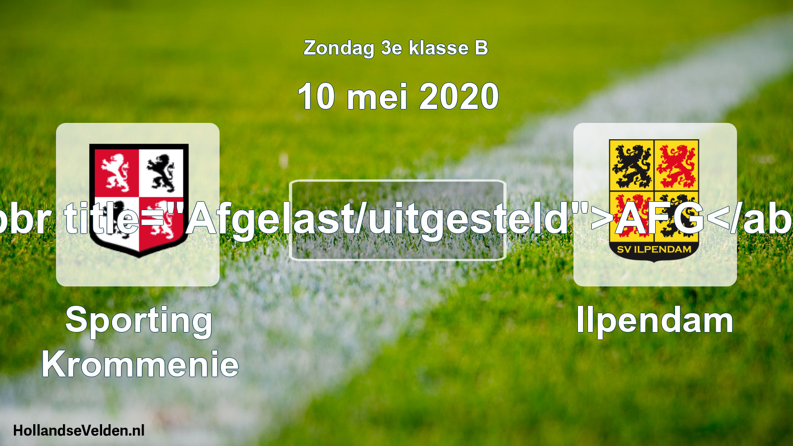 Scheduled Match: Sporting Krommenie - Ilpendam (10 May 2020)