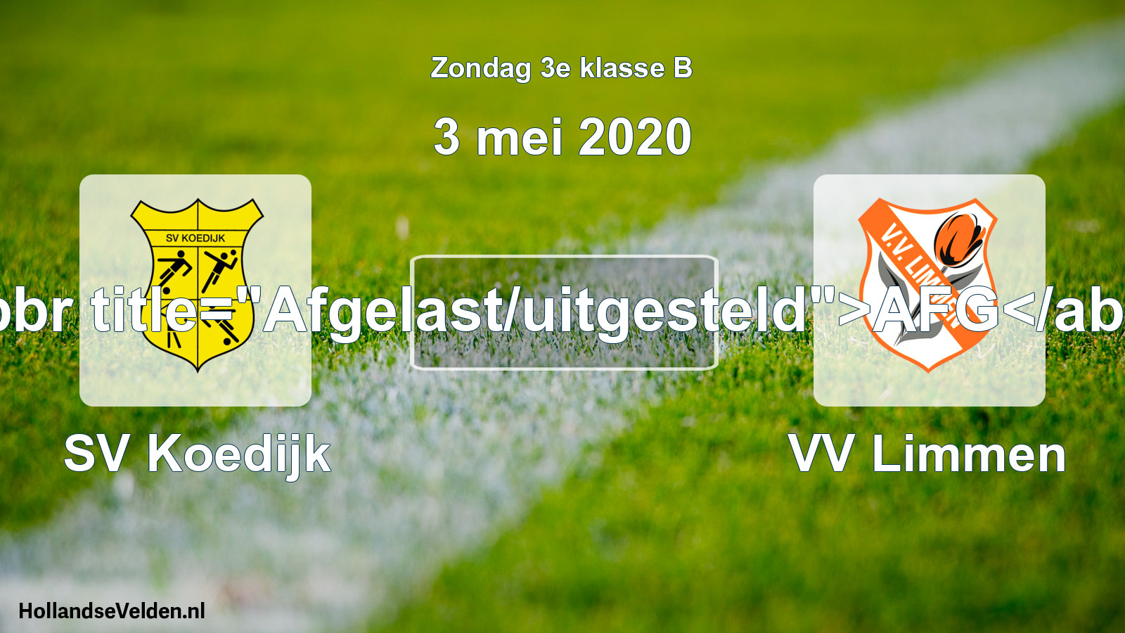 Scheduled Match: SV Koedijk - VV Limmen (3 May 2020)