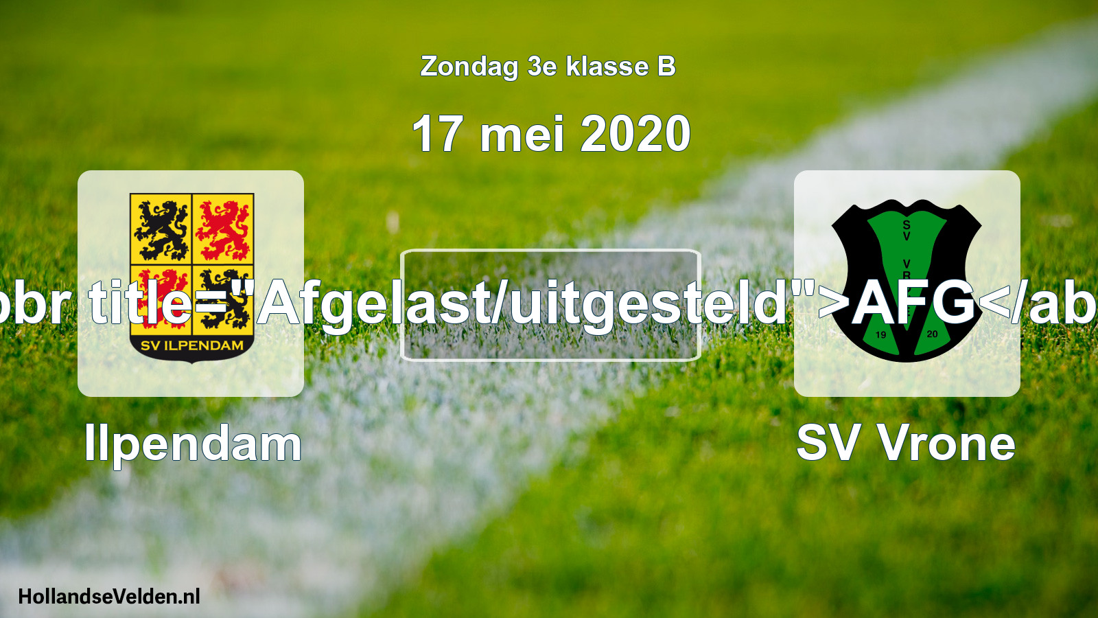 Scheduled Match: Ilpendam - SV Vrone (17 May 2020)