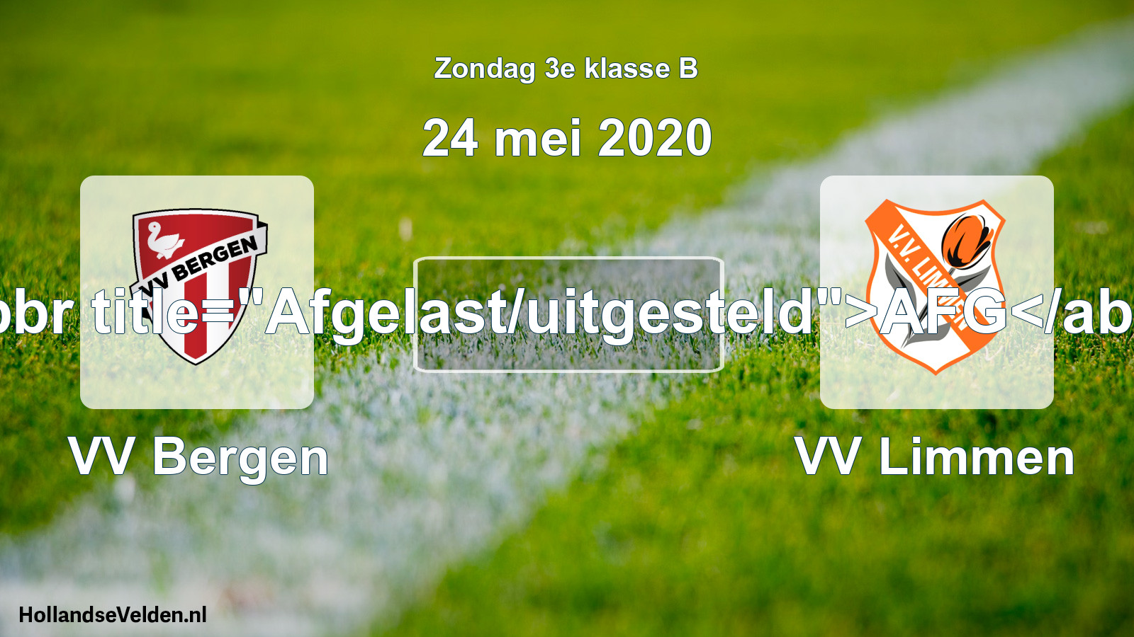 Scheduled Match: VV Bergen - VV Limmen (24 May 2020)