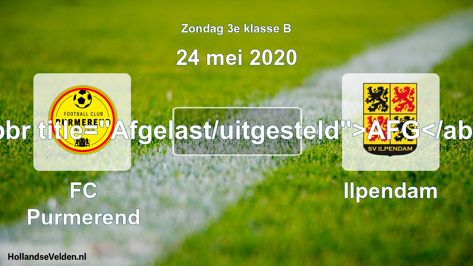 Scheduled Match: FC Purmerend - Ilpendam (24 May 2020)