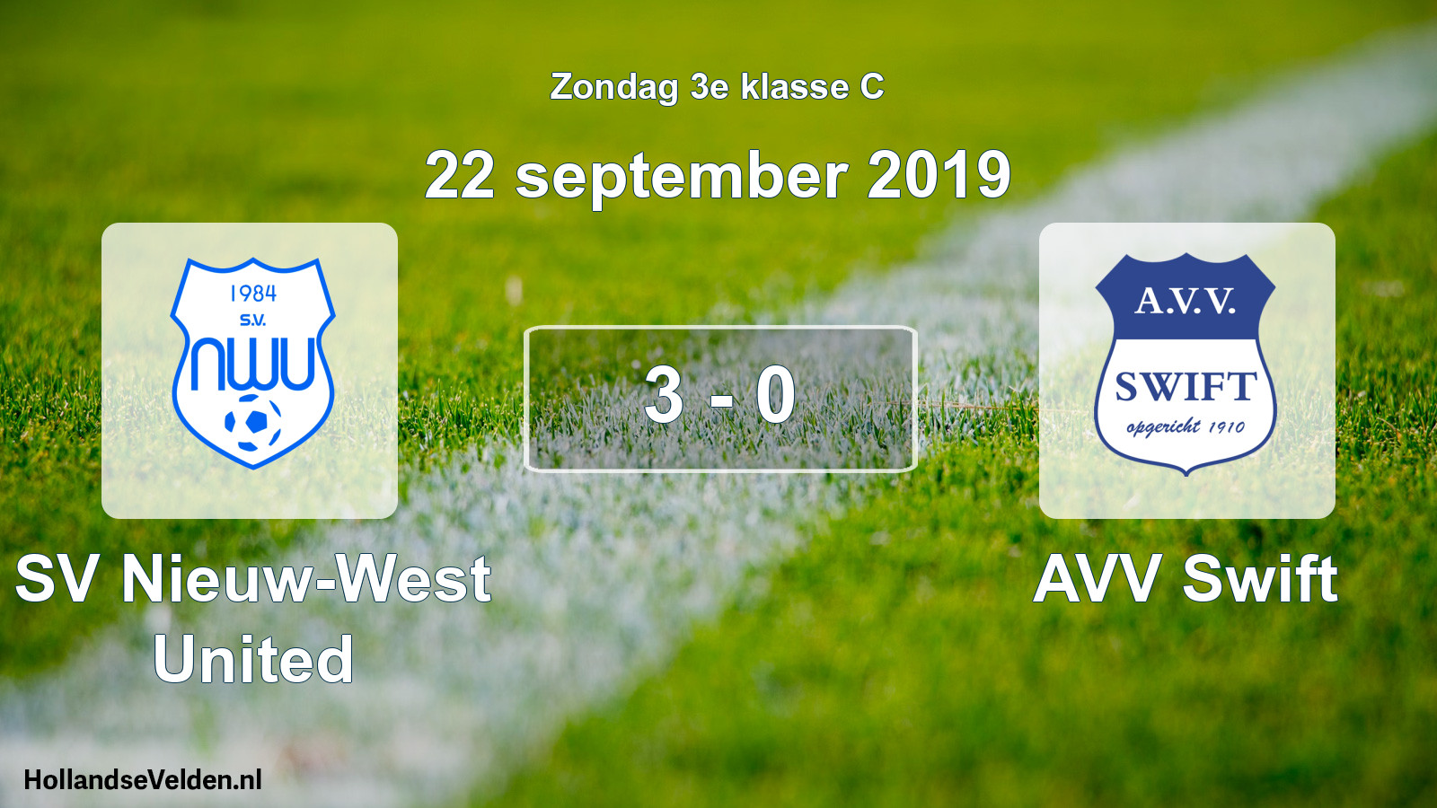 Total number of matches played: SV Nieuw-West United - AVV Swift 3 - 0 (22 September 2019)