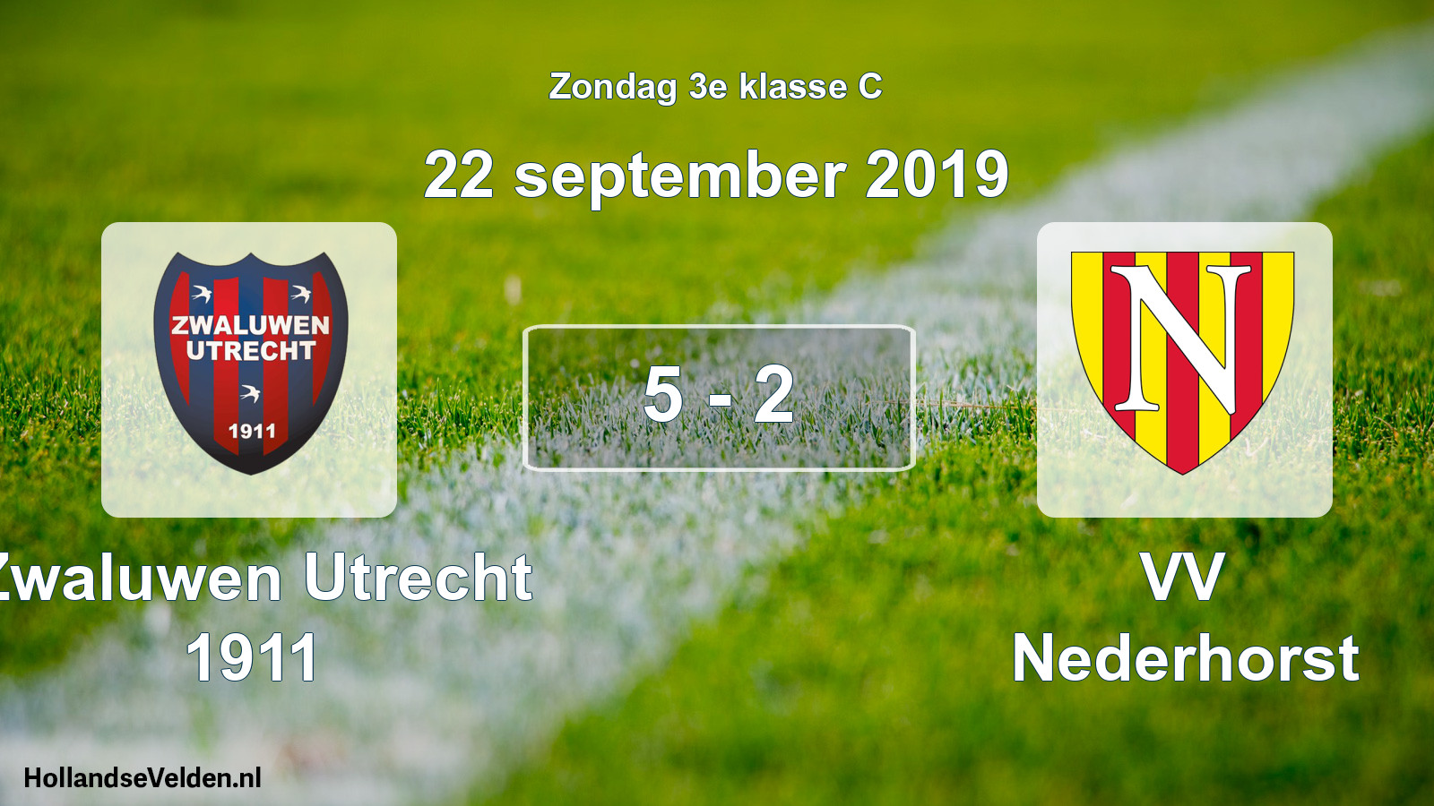 Total number of matches played: Zwaluwen Utrecht 1911 - VV Nederhorst 5 - 2 (22 September 2019)