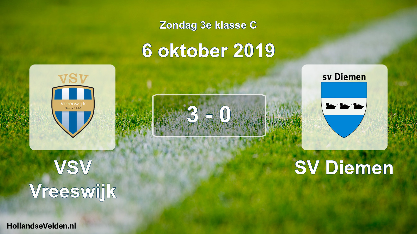 Total number of matches played: VSV Vreeswijk - SV Diemen 3 - 0 (6 October 2019)