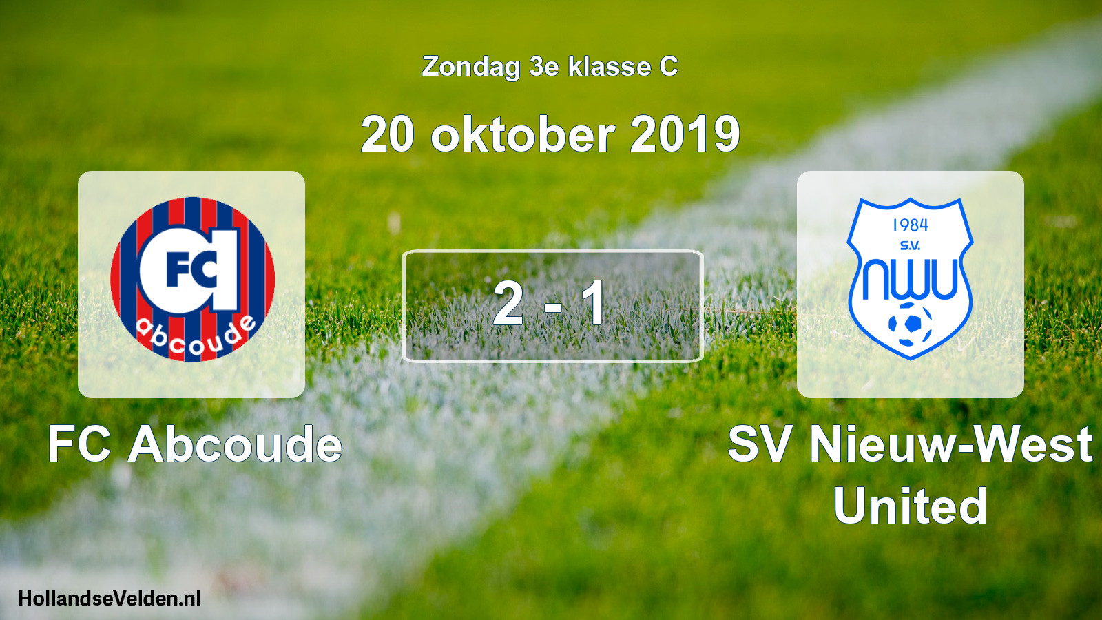 Total number of matches played: FC Abcoude - SV Nieuw-West United 2 - 1 (20 October 2019)