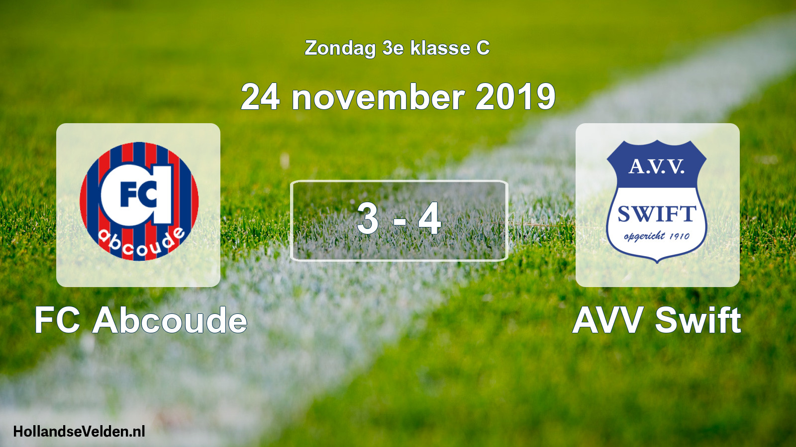 Total number of matches played: FC Abcoude - AVV Swift 3 - 4 (24 November 2019)